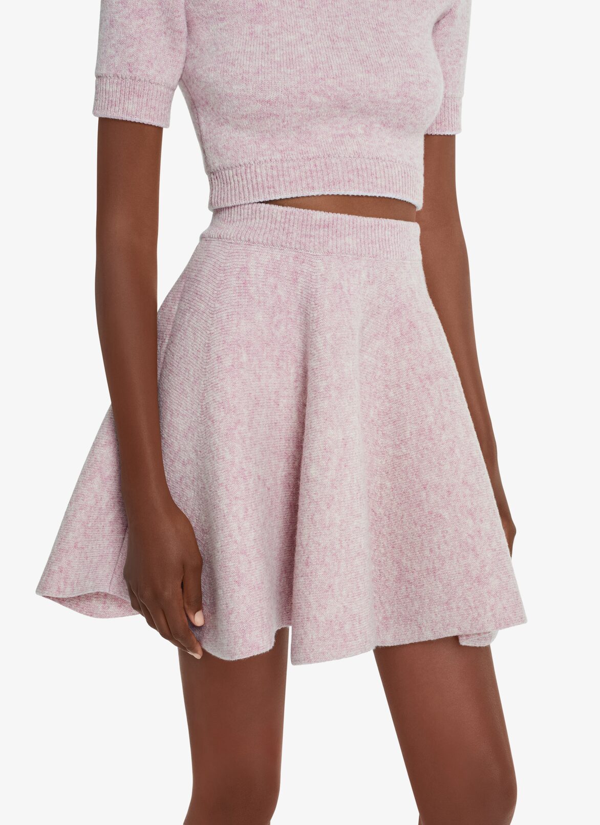 SHETLAND WOOL MINI-SKIRT ALAÏA ROSE CHINE SHETLAND WOOL MINI-SKIRT